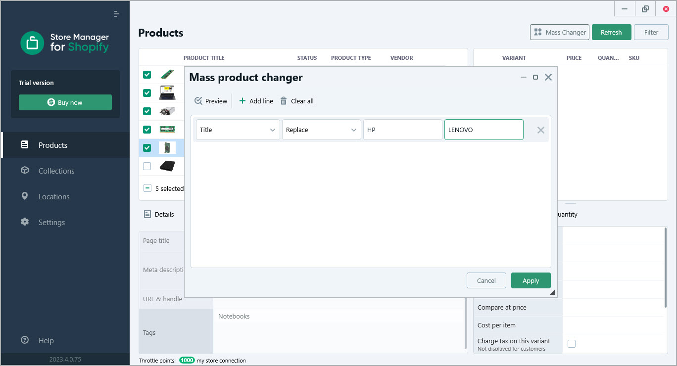 Shopify store manager mass product changer 2