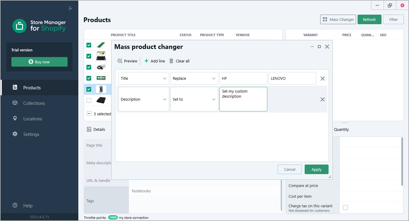 Shopify store manager mass product changer 3