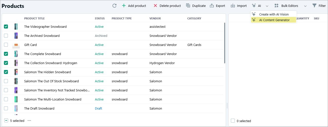 AI Content Generator (Gemini) for Shopify Product Descriptions Generation