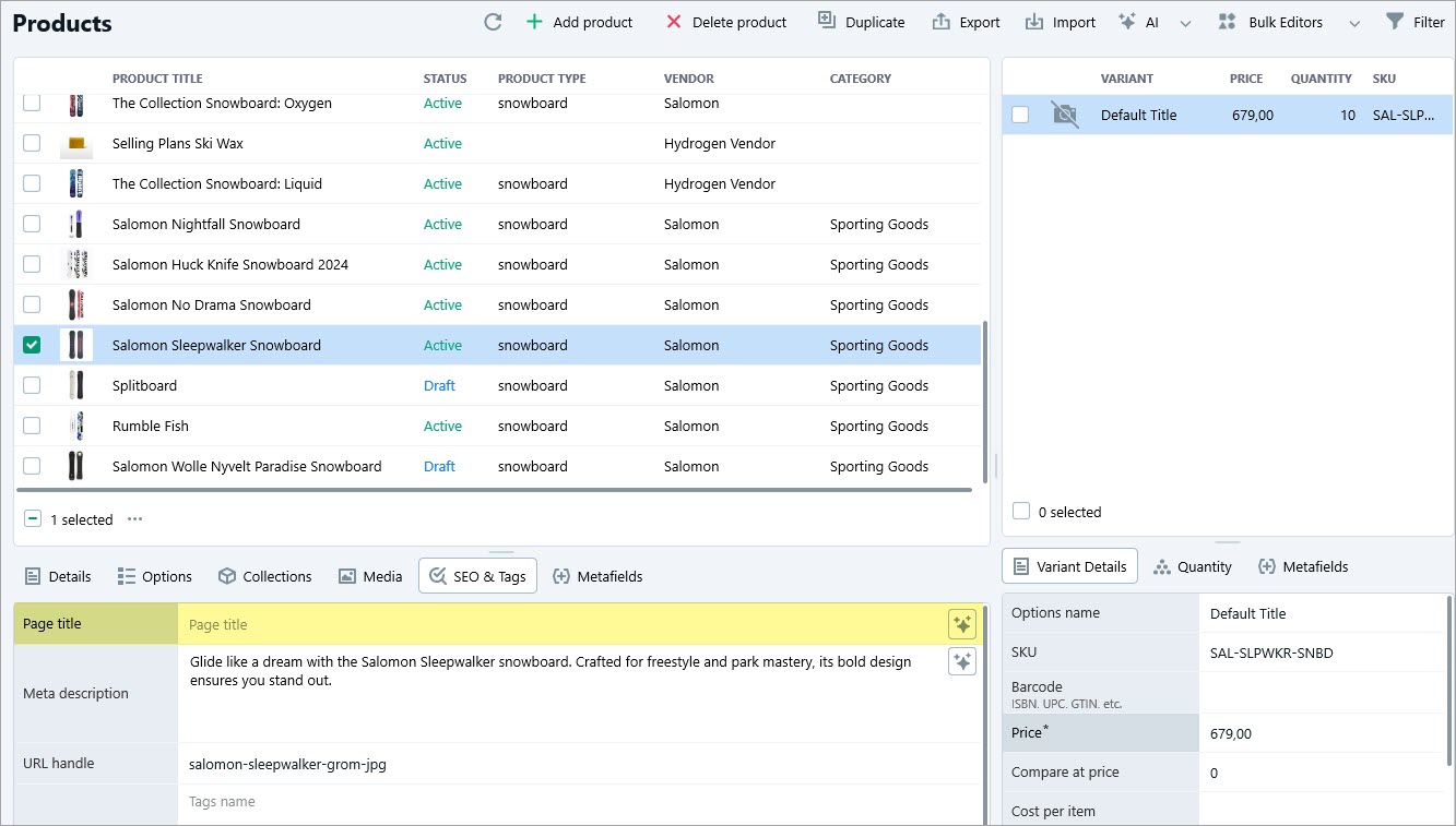Shopify Page Title Before Generation with Gemini