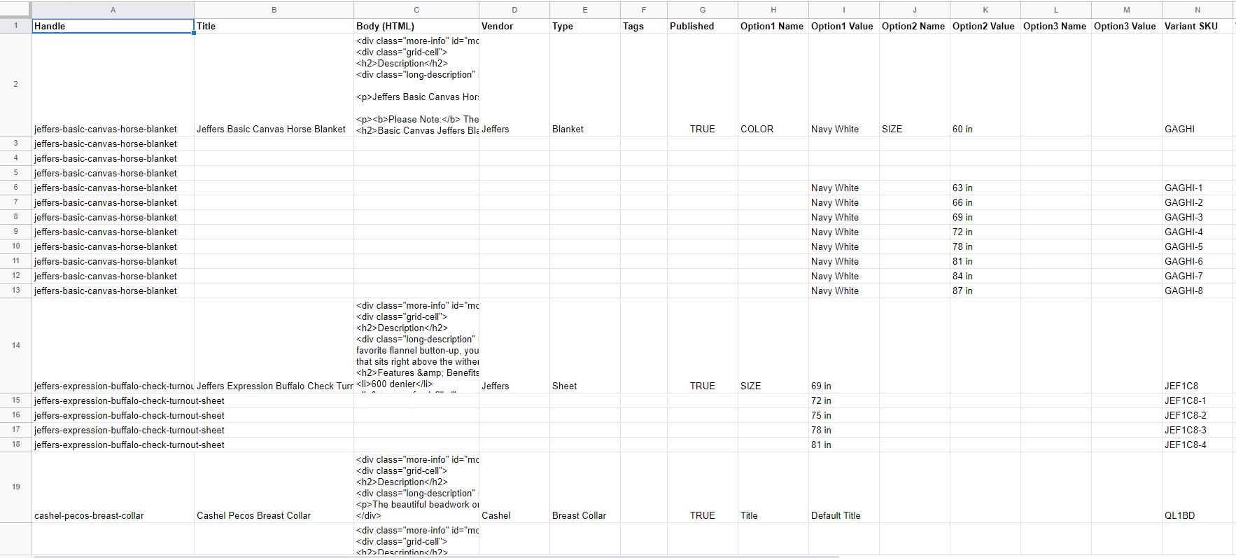 Shopify import file sample with variations Shopify import file sample with variations