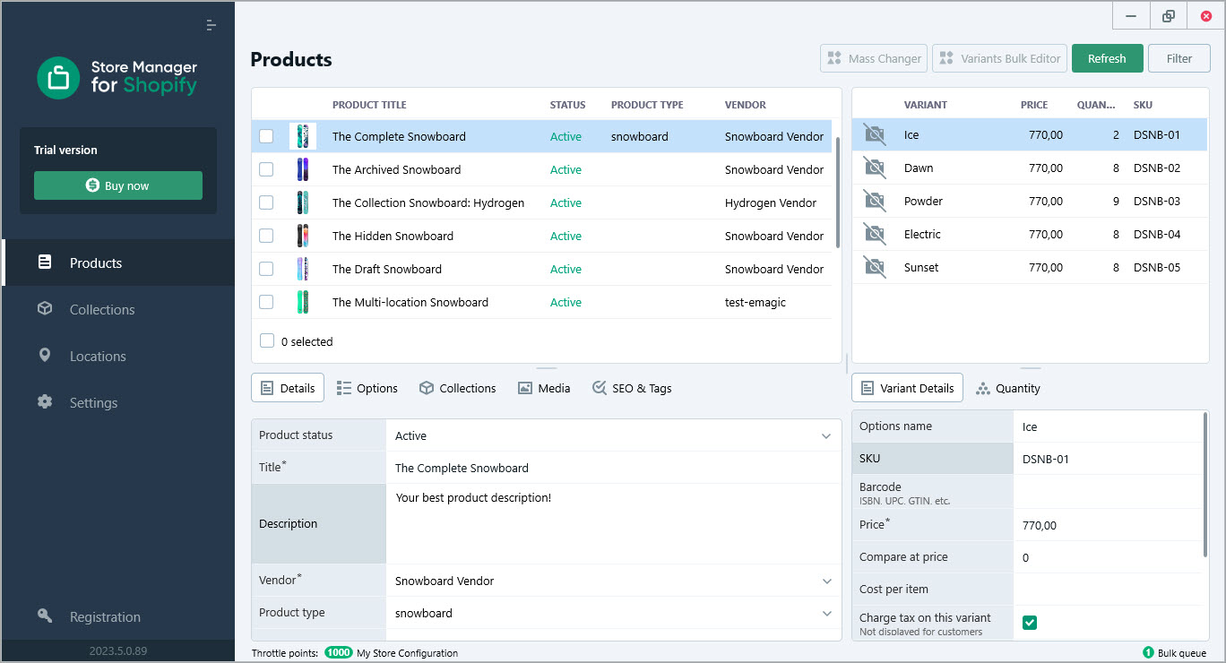 Replace product description value massively with Store Manager for Shopify - Products section