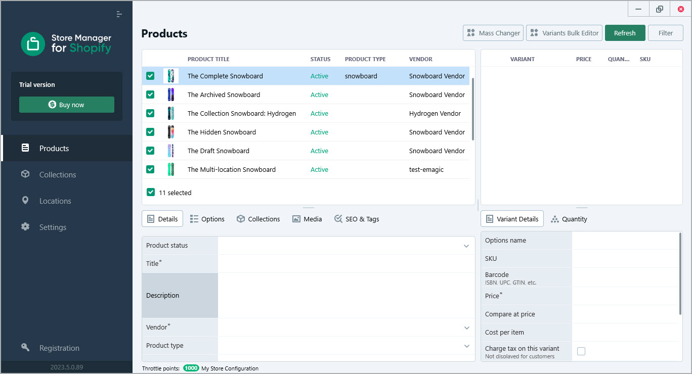 Replace product description value massively with Store Manager for Shopify - Select all products
