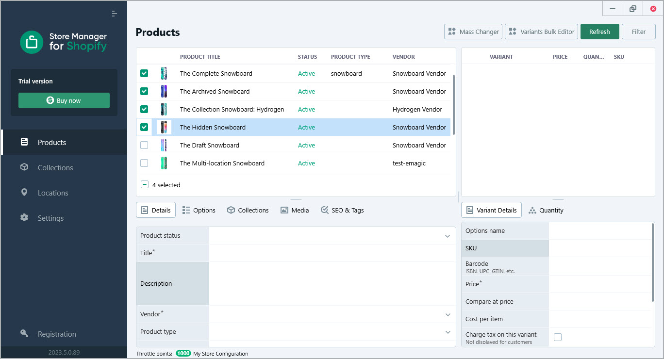 Set Shopify Product Description Massively, Select field, set rule and value