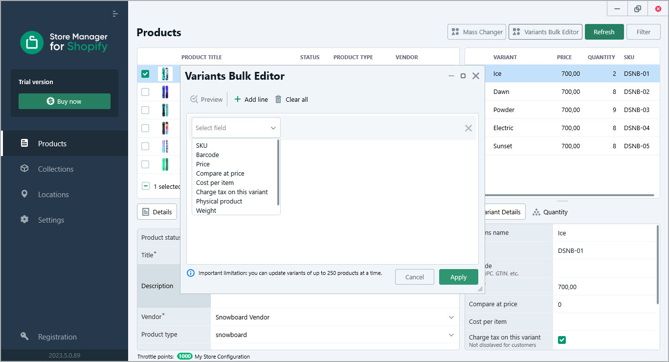 Open Shopify Mass variation editor with Store Manager for Shopify Open Shopify Mass variation editor with Store Manager for Shopify