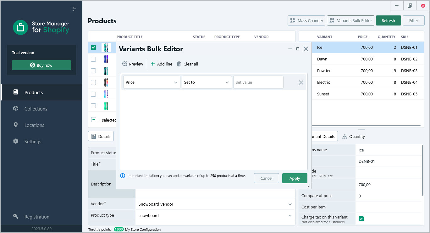 Select Price field to modify prices massively with Store Manager for Shopify Select Price field to modify prices massively with Store Manager for Shopify