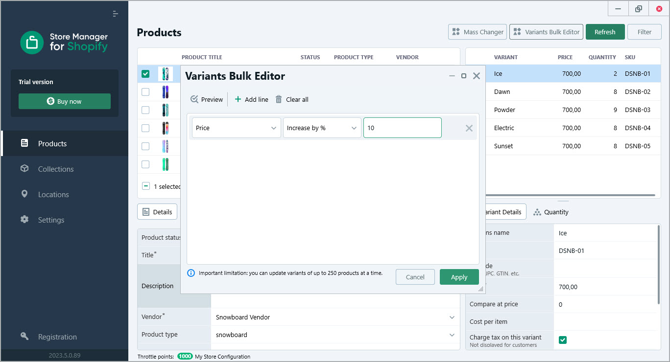 Update Shopify product variant prices massively by percentage or value with Store Manager for Shopify Update Shopify product variant prices massively by percentage or value with Store Manager for Shopify