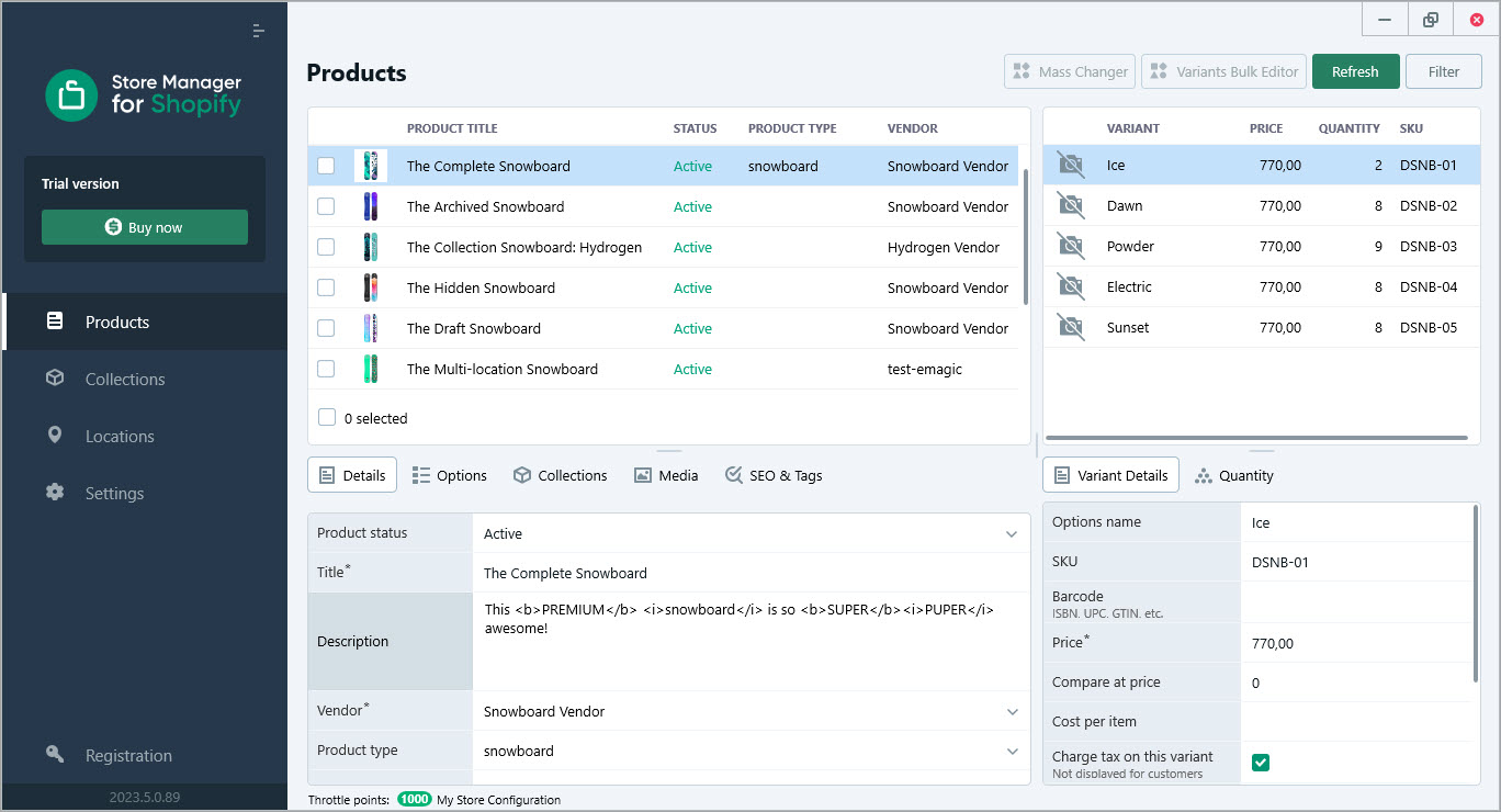 Update Shopify product variant prices massively by percentage or value with Store Manager for Shopify Check results of Shopify product variant prices mass edit with Store Manager for Shopify