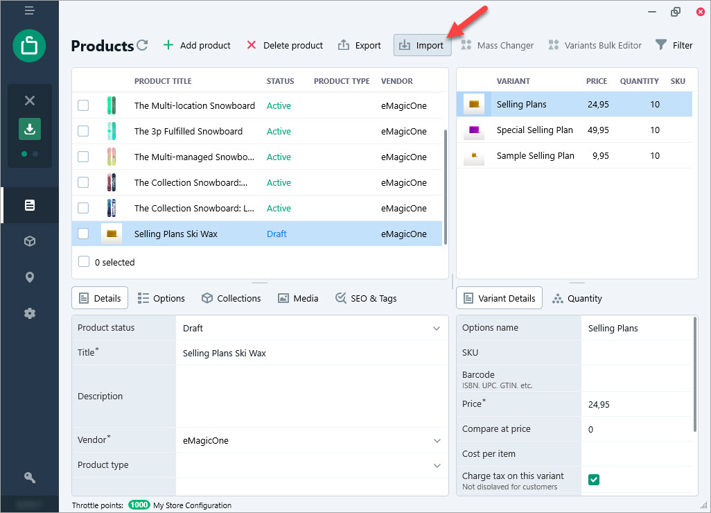 Import Products Button Shopify Store Manager