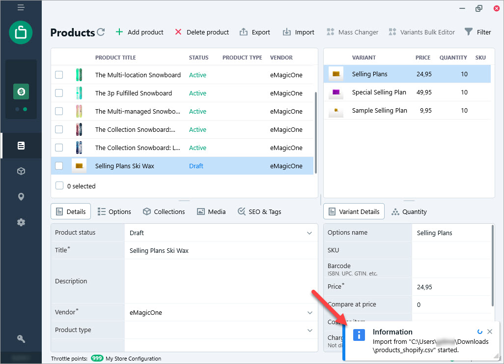 Product Import Start Notification if Store Manager for Shopify