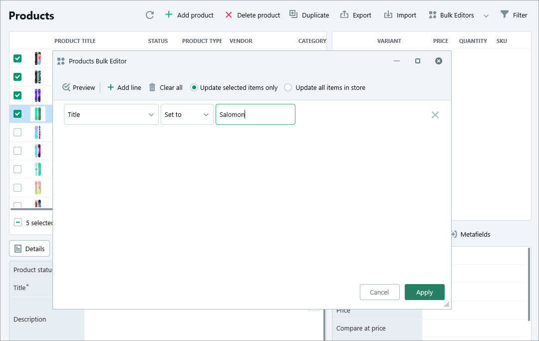 Brand Field for Bulk Shopify Titles Update Brand Field for Bulk Shopify Titles Update