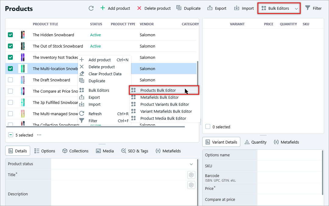 Shopify Product Bulk Editor for Prepending Text to Title Shopify Product Bulk Editor for Prepending Text to Title