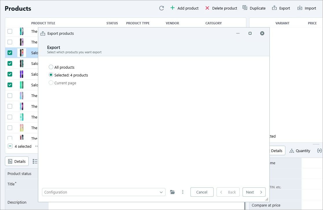 All Products or Selected Ones in Shopify Export Wizard All Products or Selected Ones in Shopify Export Wizard