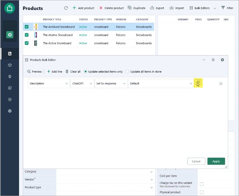 ChatGPT Option for Shopify Description Generation Based on Image