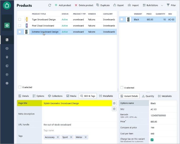 Generated Shopify Page Titles With ChaGPT and Vision