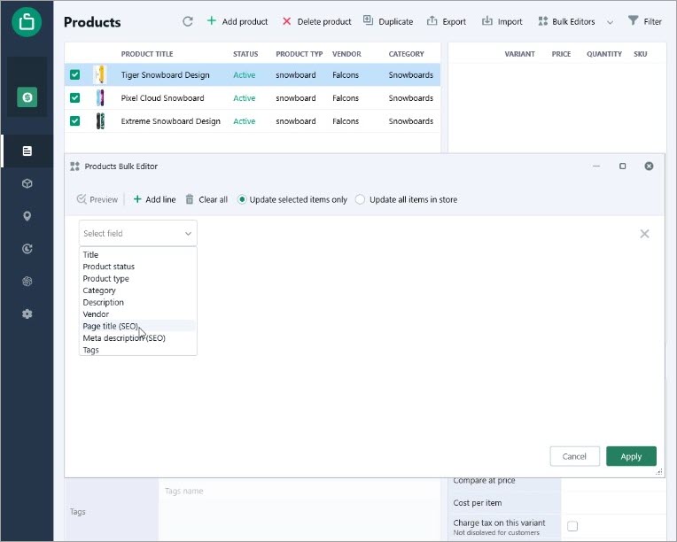 Shopify Page Title in Bulk Editor Before Its Generation with ChatGPT