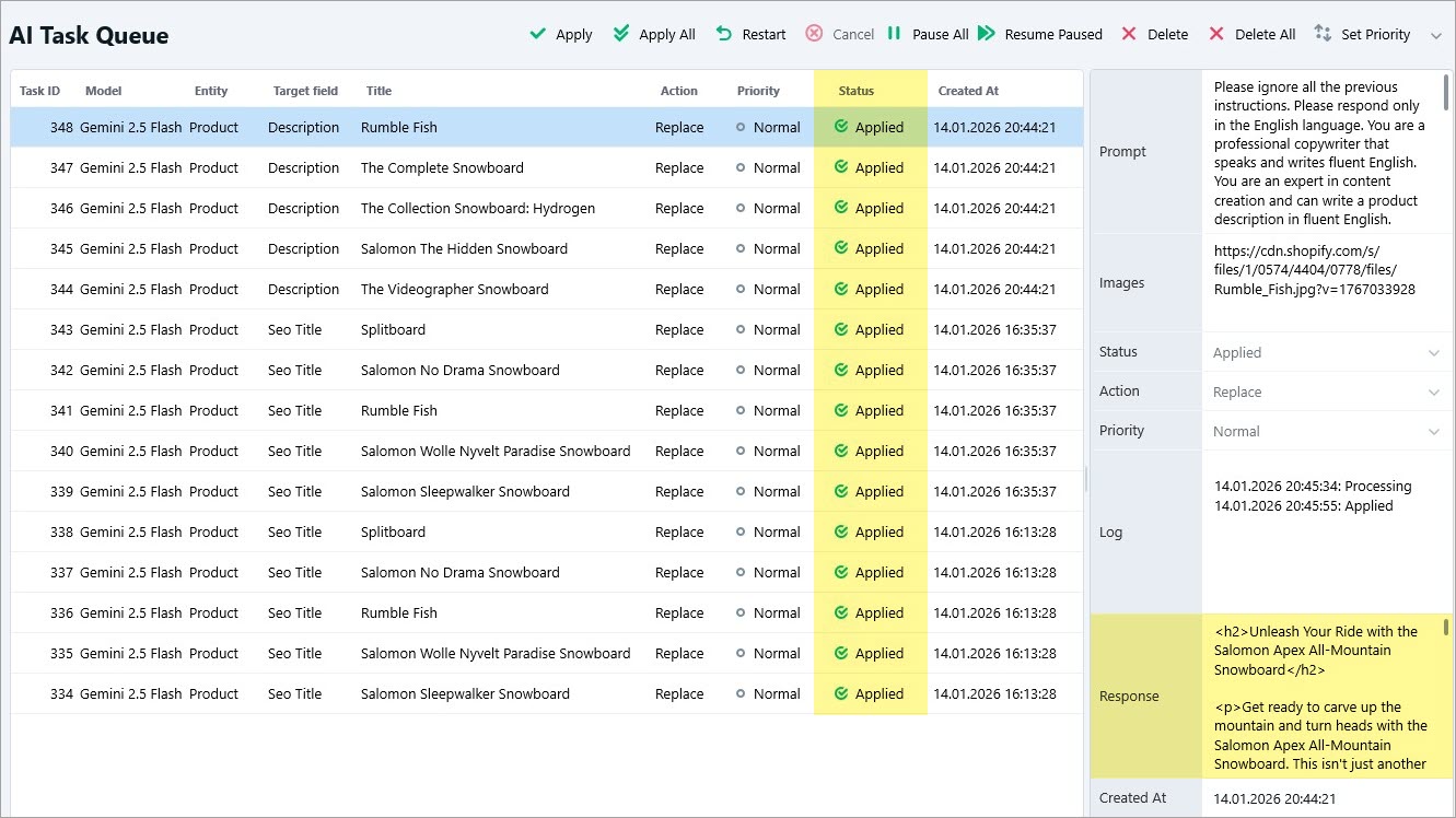 Applied Gemini-Generated Shopify Description Based on Image in Task Queue