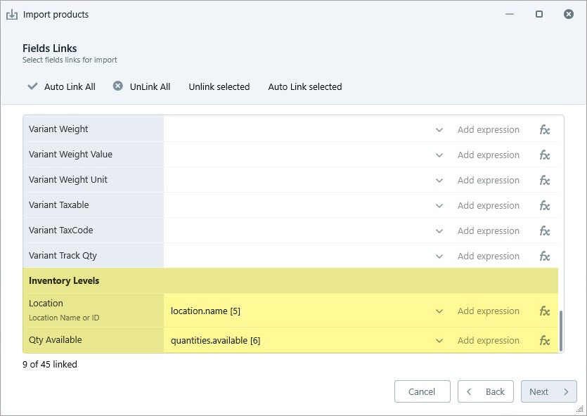 Fields Mapping During Shopify Inventory Import with Store Manager