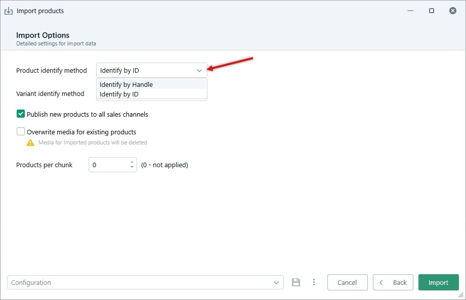 Import Options During Shopify Inventory Update with Store Manager