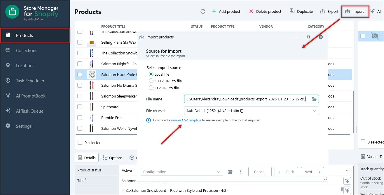 Import Wizard for Shopify Product Inventory Update