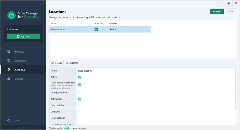 Shopify store manager locations