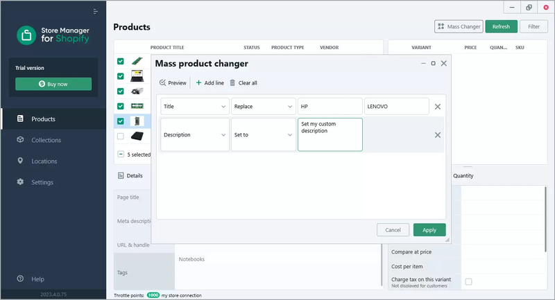 Shopify store manager mass product changer 3